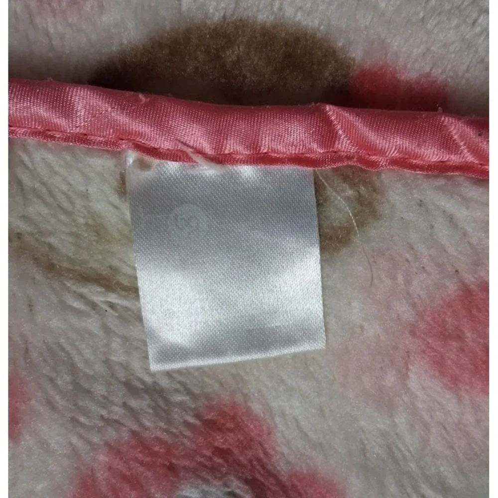 BabyGear Pink Monkey Face Flower Baby Blanket Soft Fleece Blue Thin Satin Gear